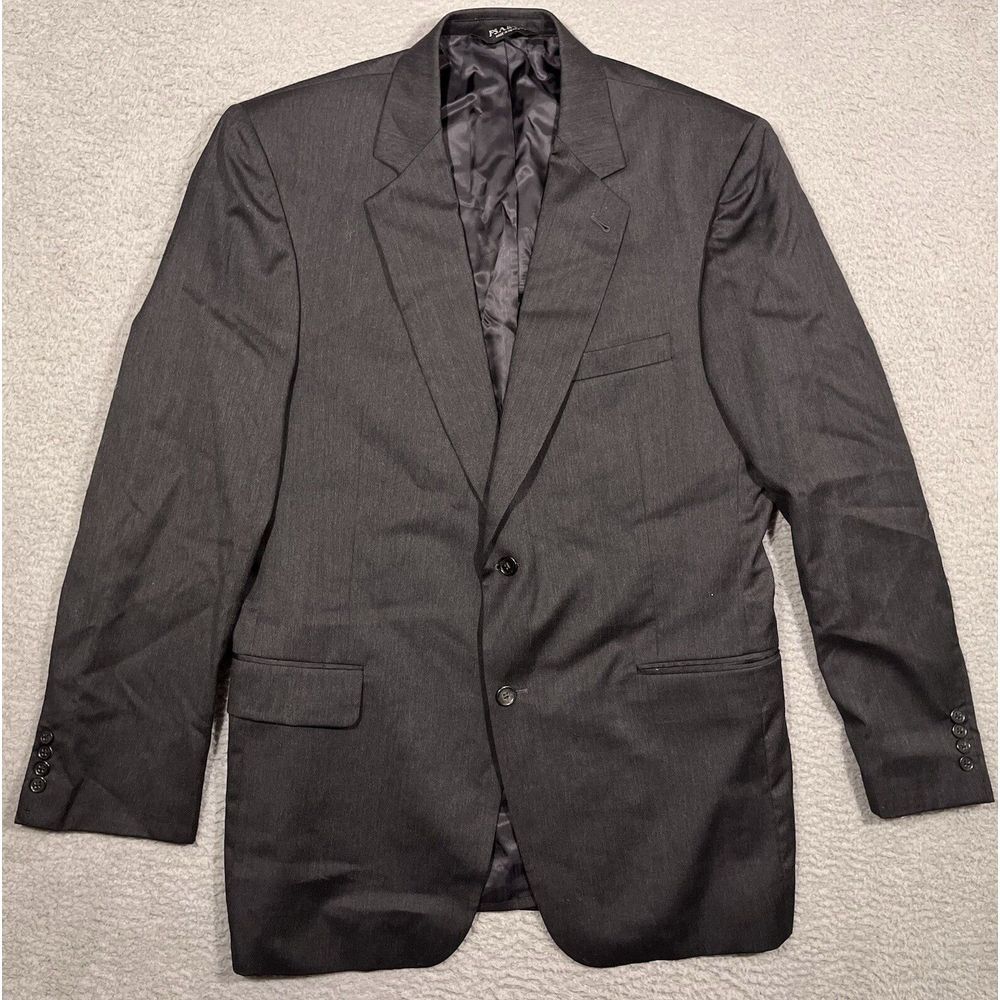 Jos A Bank Mens Suit Jacket Solid Black Size 44‎ Long 100% Wool Model Gordon